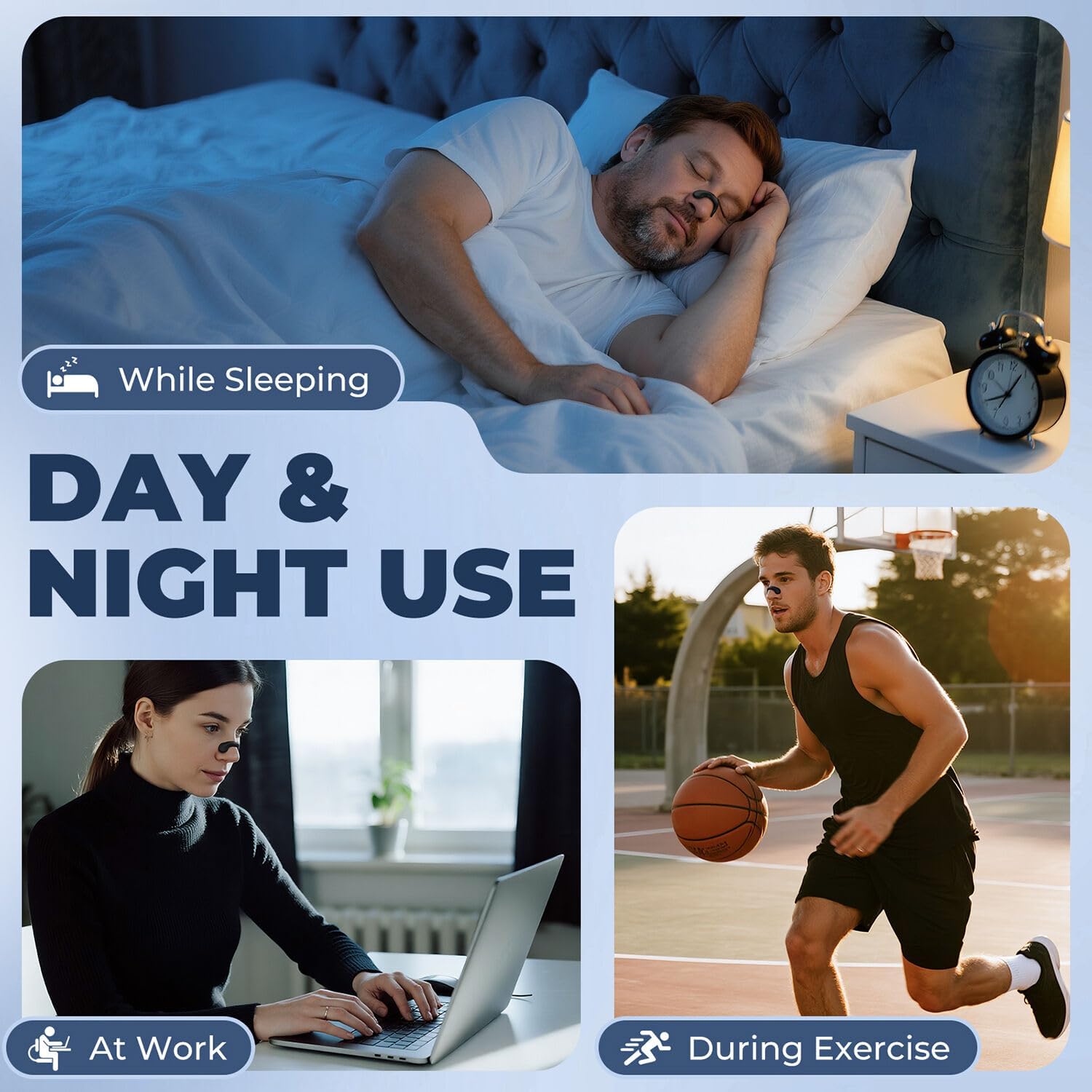 Nasal Strips for Snoring,Extra Strength Snoring Solution Nose Strips,Improve Breathing and Sleep Quality (30 Count, Black)